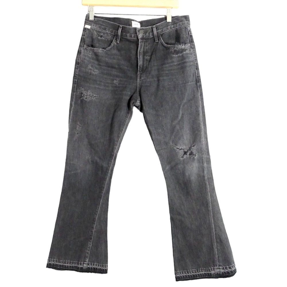 Citizens of Humanity 26 Jeans Flare Sasha Twist Crop Low Sling Black
